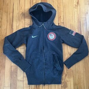 Nike Hoodie Women’s Gray USA‎ Olympics Tech Fleece Zip Jacket Sweatshirt XS